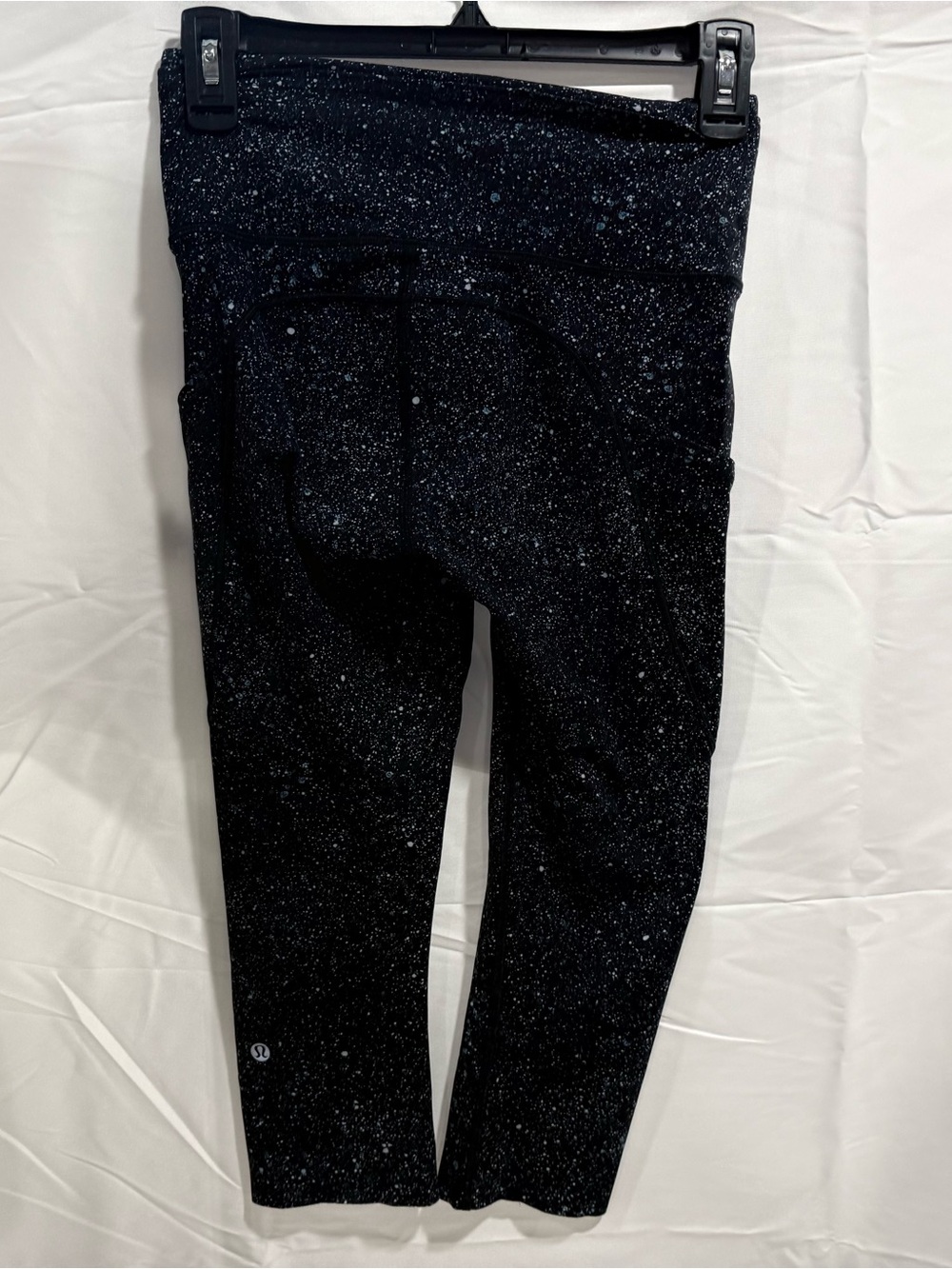 Lululemon Fast & Free High Rise Crop Leggings Size 6 Black Speckled Side Pocket